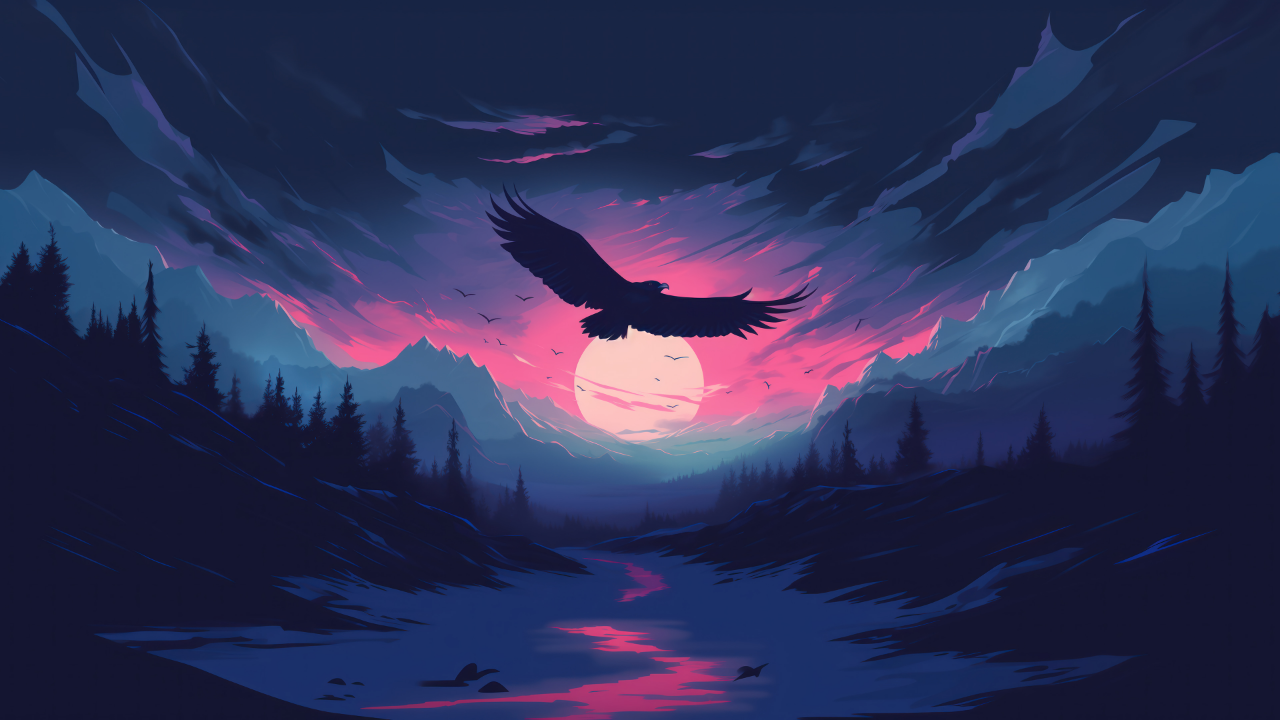 Eagle Sunset Scenery Minimalist .jpg